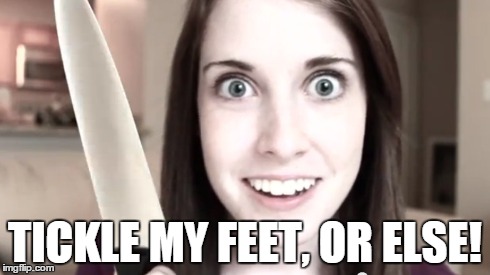 Tickle Laina2 | TICKLE MY FEET, OR ELSE! | image tagged in tickle | made w/ Imgflip meme maker