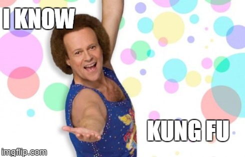 paleo from the matrix | I KNOW KUNG FU | image tagged in richard simmons | made w/ Imgflip meme maker