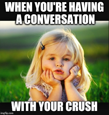 WHEN YOU'RE HAVING A CONVERSATION WITH YOUR CRUSH | image tagged in memes | made w/ Imgflip meme maker