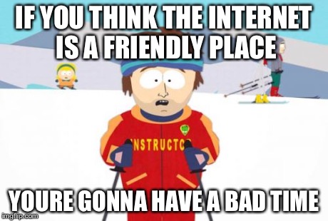 Super Cool Ski Instructor | IF YOU THINK THE INTERNET IS A FRIENDLY PLACE YOURE GONNA HAVE A BAD TIME | image tagged in memes,super cool ski instructor | made w/ Imgflip meme maker