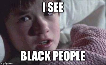 I See Dead People | I SEE BLACK PEOPLE | image tagged in memes,i see dead people,SCJerk | made w/ Imgflip meme maker