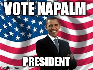 Obama Meme | VOTE NAPALM PRESIDENT | image tagged in memes,obama | made w/ Imgflip meme maker