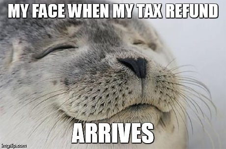 Satisfied Seal | MY FACE WHEN MY TAX REFUND ARRIVES | image tagged in memes,satisfied seal | made w/ Imgflip meme maker