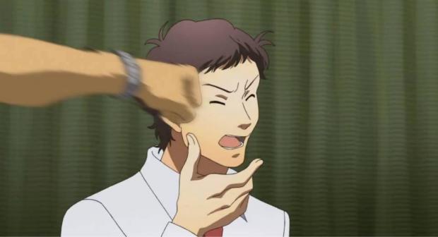 Persona 4 adachi getting punched Blank Meme Template