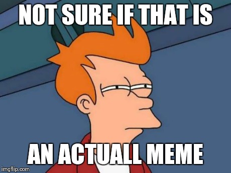 Futurama Fry | NOT SURE IF THAT IS AN ACTUALL MEME | image tagged in memes,futurama fry | made w/ Imgflip meme maker