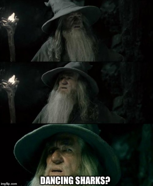 Confused Gandalf | DANCING SHARKS? | image tagged in memes,confused gandalf,AdviceAnimals | made w/ Imgflip meme maker