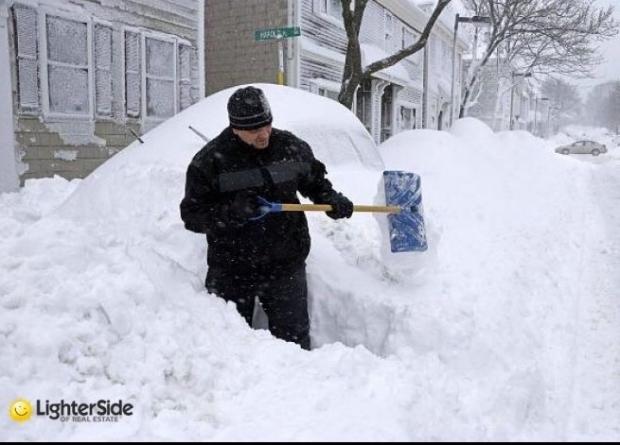 Realtor shoveling snow Blank Meme Template