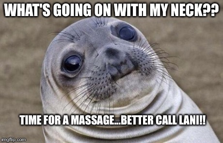 Awkward Moment Sealion | WHAT'S GOING ON WITH MY NECK?? TIME FOR A MASSAGE...BETTER CALL LANI!! | image tagged in memes,awkward moment sealion | made w/ Imgflip meme maker