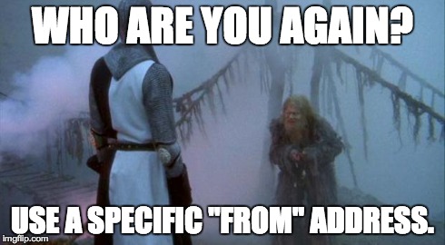 troll bridge monty python | WHO ARE YOU AGAIN? USE A SPECIFIC "FROM" ADDRESS. | image tagged in troll bridge monty python | made w/ Imgflip meme maker