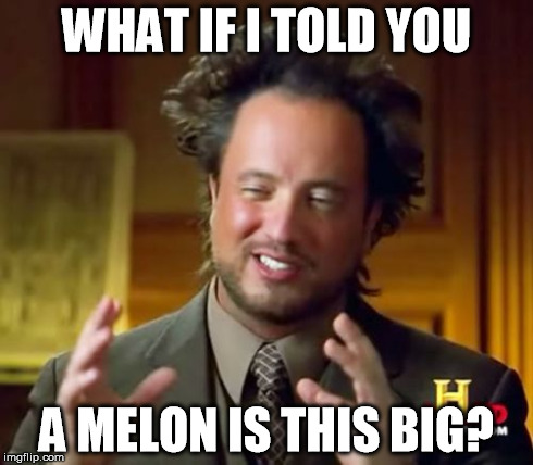 Ancient Aliens | WHAT IF I TOLD YOU A MELON IS THIS BIG? | image tagged in memes,ancient aliens | made w/ Imgflip meme maker