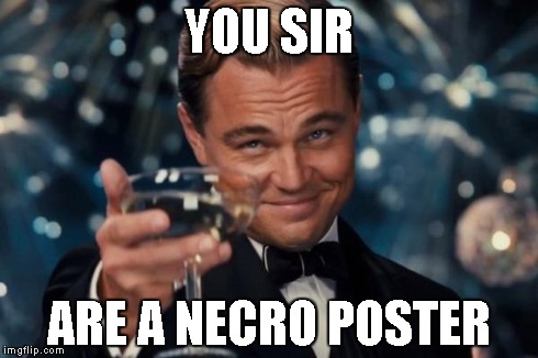 Leonardo Dicaprio Cheers Meme | YOU SIR ARE A NECRO POSTER | image tagged in memes,leonardo dicaprio cheers | made w/ Imgflip meme maker