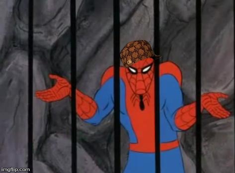 spiderman jail | image tagged in spiderman jail,scumbag | made w/ Imgflip meme maker
