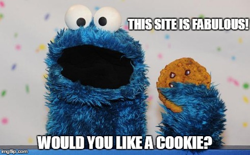 cookie monster | THIS SITE IS FABULOUS! WOULD YOU LIKE A COOKIE? | image tagged in cookie monster | made w/ Imgflip meme maker