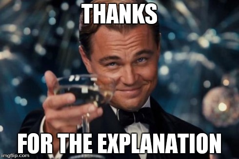 Leonardo Dicaprio Cheers Meme | THANKS FOR THE EXPLANATION | image tagged in memes,leonardo dicaprio cheers | made w/ Imgflip meme maker