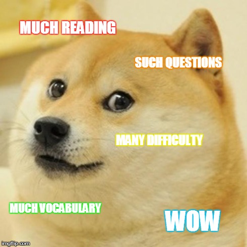 I hate reading in school | MUCH READING SUCH QUESTIONS MANY DIFFICULTY MUCH VOCABULARY WOW | image tagged in memes,doge | made w/ Imgflip meme maker