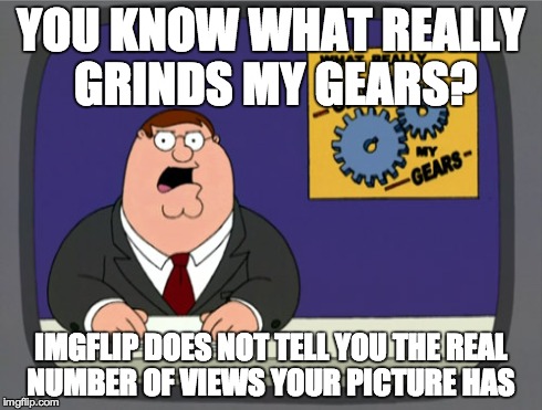 Peter Griffin News Meme | YOU KNOW WHAT REALLY GRINDS MY GEARS? IMGFLIP DOES NOT TELL YOU THE REAL NUMBER OF VIEWS YOUR PICTURE HAS | image tagged in memes,peter griffin news,you know what really grinds my gears | made w/ Imgflip meme maker