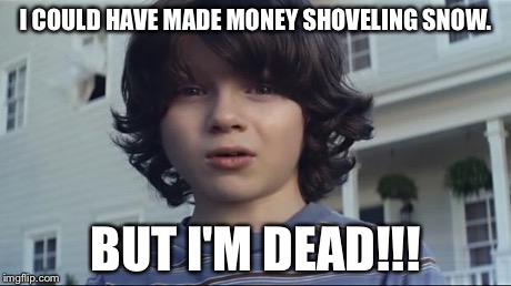 I'm dead | I COULD HAVE MADE MONEY SHOVELING SNOW. BUT I'M DEAD!!! | image tagged in i'm dead | made w/ Imgflip meme maker