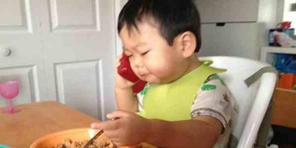 Asian Baby On Phone Blank Meme Template