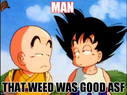 Kid Goku | MAN THAT WEED WAS GOOD ASF | image tagged in kid goku,scumbag | made w/ Imgflip meme maker