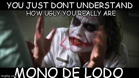 And everybody loses their minds Meme | YOU JUST DONT UNDERSTAND HOW UGLY YOU REALLY ARE MONO DE LODO | image tagged in memes,and everybody loses their minds | made w/ Imgflip meme maker