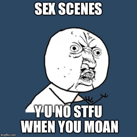 Y U No Meme | SEX SCENES Y U NO STFU WHEN YOU MOAN | image tagged in memes,y u no | made w/ Imgflip meme maker