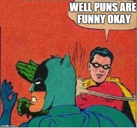 Robin Just Don't Care | WELL PUNS ARE FUNNY OKAY | image tagged in robin just don't care | made w/ Imgflip meme maker