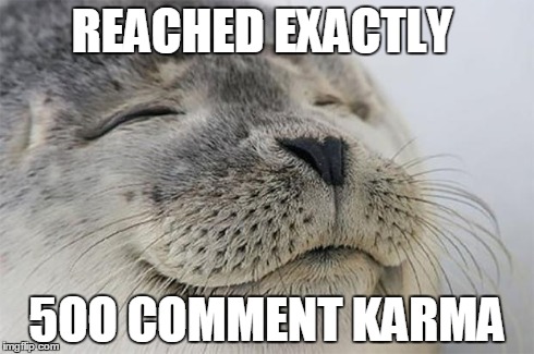 Satisfied Seal | REACHED EXACTLY 5OO COMMENT KARMA | image tagged in memes,satisfied seal | made w/ Imgflip meme maker