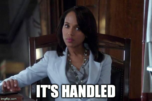 Olivia pope  | IT'S HANDLED | image tagged in olivia pope | made w/ Imgflip meme maker