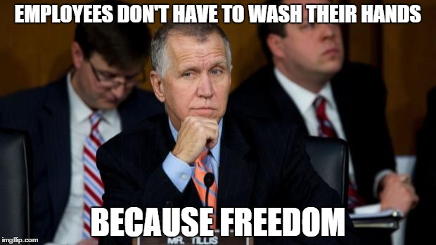 EMPLOYEES DON'T HAVE TO WASH THEIR HANDS BECAUSE FREEDOM | image tagged in freedom in murica | made w/ Imgflip meme maker