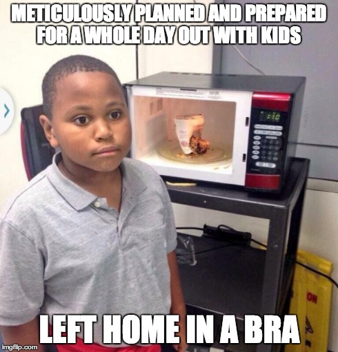 Minor Mistake Marvin | METICULOUSLY PLANNED AND PREPARED FOR A WHOLE DAY OUT WITH KIDS LEFT HOME IN A BRA | image tagged in minor mistake marvin,AdviceAnimals | made w/ Imgflip meme maker