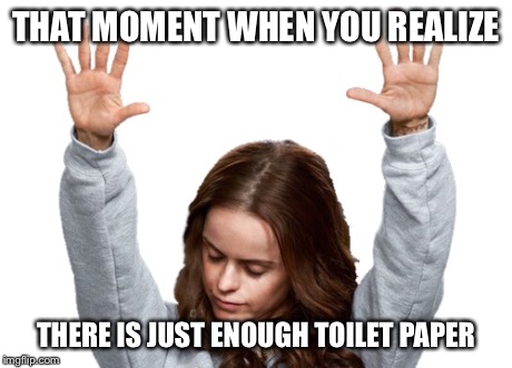 Toilet paper | THAT MOMENT WHEN YOU REALIZE THERE IS JUST ENOUGH TOILET PAPER | image tagged in toilet paper,pensatucky | made w/ Imgflip meme maker