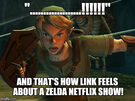 Zelda Netflix?! | "...................!!!!!!" AND THAT'S HOW LINK FEELS ABOUT A ZELDA NETFLIX SHOW! | image tagged in zelda,link,nintendo | made w/ Imgflip meme maker