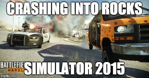 CRASHING INTO ROCKS SIMULATOR 2015 | image tagged in gaming | made w/ Imgflip meme maker