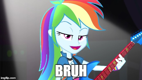 BRUH | image tagged in mlp,bruh,rainbow,rock | made w/ Imgflip meme maker