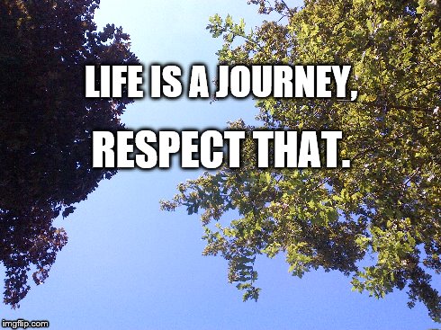LIFE IS A JOURNEY, RESPECT THAT. | image tagged in life,smile,judgemental,sing | made w/ Imgflip meme maker