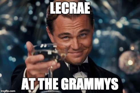 LEcrae!! | LECRAE AT THE GRAMMYS | image tagged in memes,leonardo dicaprio cheers | made w/ Imgflip meme maker