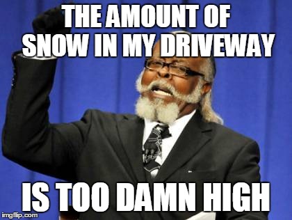 Too Damn High Meme | THE AMOUNT OF SNOW IN MY DRIVEWAY IS TOO DAMN HIGH | image tagged in memes,too damn high,AdviceAnimals | made w/ Imgflip meme maker