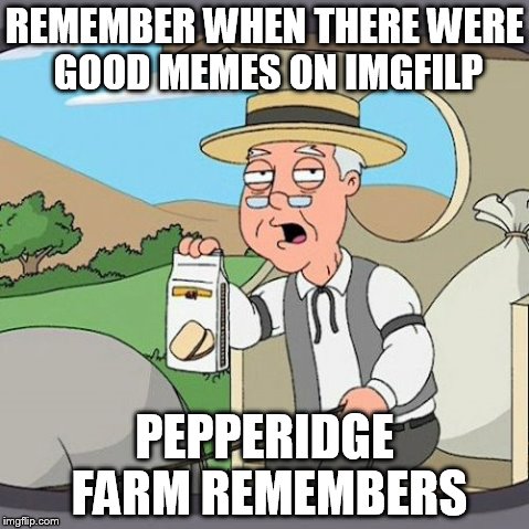 Pepperidge Farm Remembers | REMEMBER WHEN THERE WERE GOOD MEMES ON IMGFILP PEPPERIDGE FARM REMEMBERS | image tagged in memes,pepperidge farm remembers | made w/ Imgflip meme maker