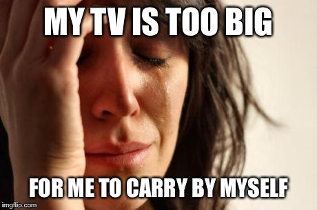 First World Problems Meme | MY TV IS TOO BIG FOR ME TO CARRY BY MYSELF | image tagged in memes,first world problems | made w/ Imgflip meme maker