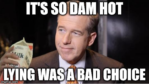 IT'S SO DAM HOT LYING WAS A BAD CHOICE | image tagged in brian williams | made w/ Imgflip meme maker