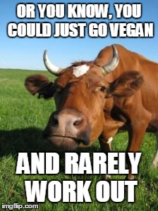 OR YOU KNOW, YOU COULD JUST GO VEGAN AND RARELY WORK OUT | made w/ Imgflip meme maker