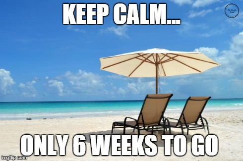 Beach | KEEP CALM... ONLY 6 WEEKS TO GO | image tagged in beach | made w/ Imgflip meme maker
