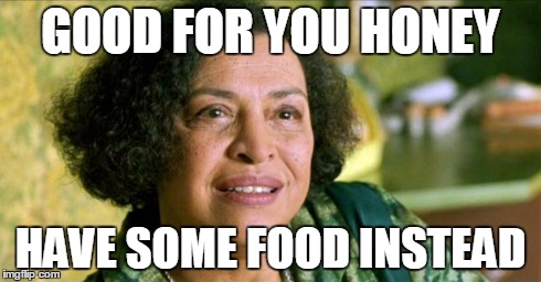 Matrix Oracle Awareness | GOOD FOR YOU HONEY HAVE SOME FOOD INSTEAD | image tagged in matrix oracle awareness | made w/ Imgflip meme maker