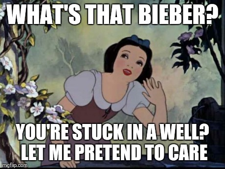 MUSIC TO MY EARS | WHAT'S THAT BIEBER? YOU'RE STUCK IN A WELL? LET ME PRETEND TO CARE | image tagged in music to my ears | made w/ Imgflip meme maker
