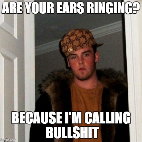 Scumbag Steve Meme | ARE YOUR EARS RINGING? BECAUSE I'M CALLING BULLSHIT | image tagged in memes,scumbag steve | made w/ Imgflip meme maker