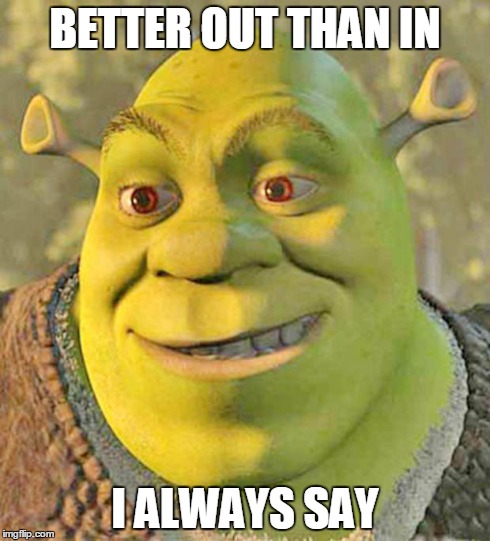 this can be interpreted several ways | BETTER OUT THAN IN I ALWAYS SAY | image tagged in shrek | made w/ Imgflip meme maker