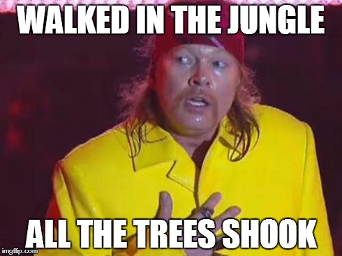 WALKED IN THE JUNGLE ALL THE TREES SHOOK | image tagged in memes,sad axl | made w/ Imgflip meme maker