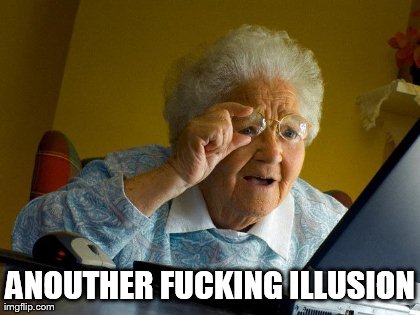 Grandma Finds The Internet Meme | ANOUTHER F**KING ILLUSION | image tagged in memes,grandma finds the internet | made w/ Imgflip meme maker