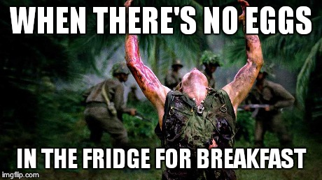 Breakfast | WHEN THERE'S NO EGGS IN THE FRIDGE FOR BREAKFAST | image tagged in memes | made w/ Imgflip meme maker