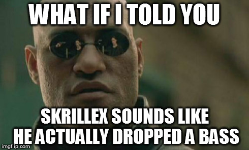Matrix Morpheus Meme | WHAT IF I TOLD YOU SKRILLEX SOUNDS LIKE HE ACTUALLY DROPPED A BASS | image tagged in memes,matrix morpheus | made w/ Imgflip meme maker
